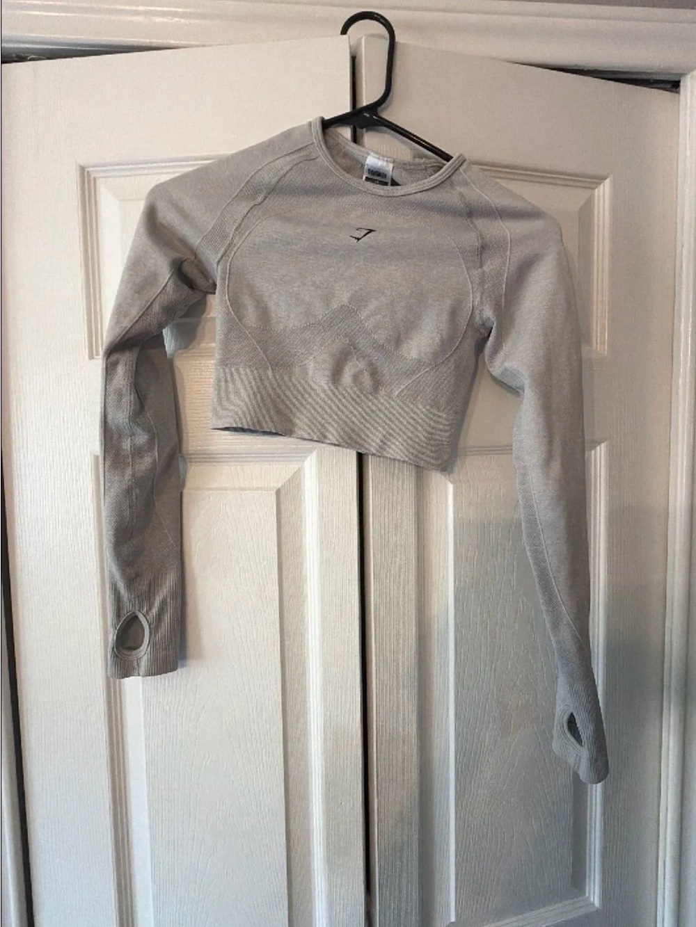 Gymshark Light Grey Long Sleeve Cropped Seamless Top